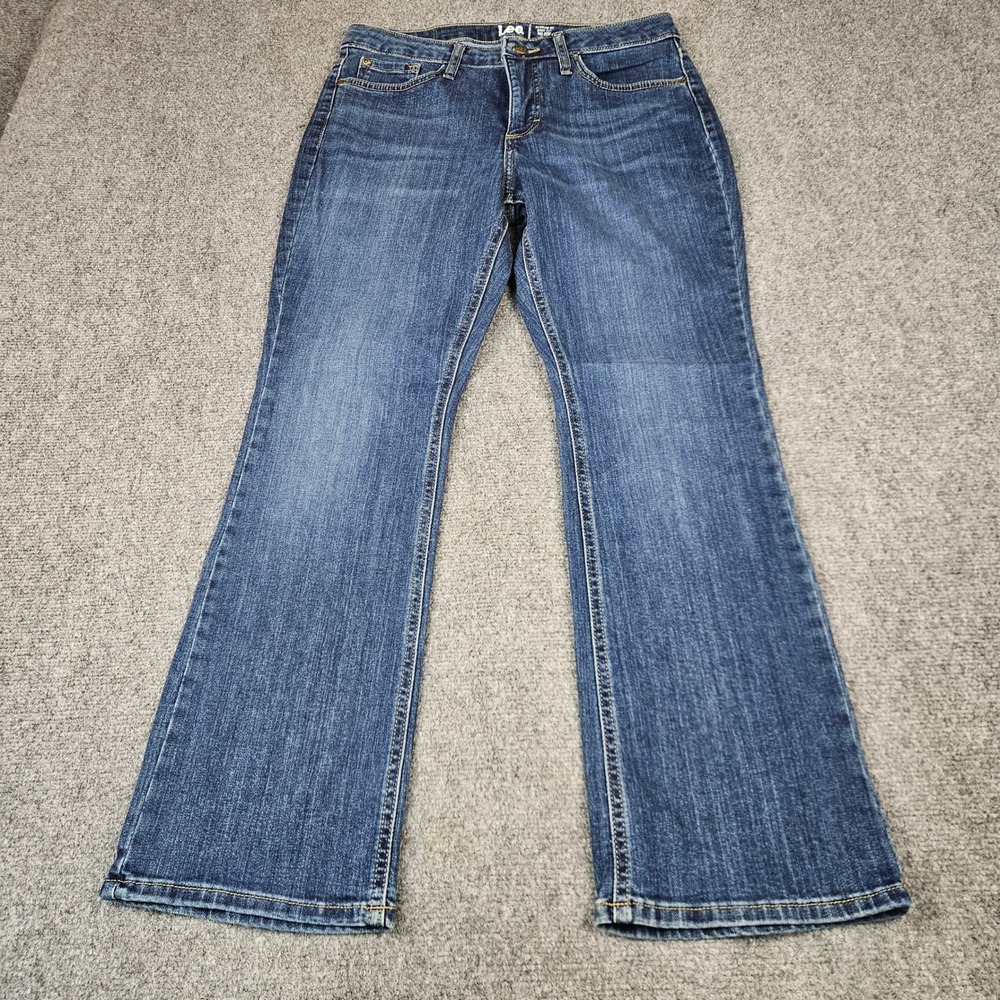 Lee Regular Fit Bootcut Jeans Womens 10P Blue Denim Mid Rise Stretch 101CMVEW9
